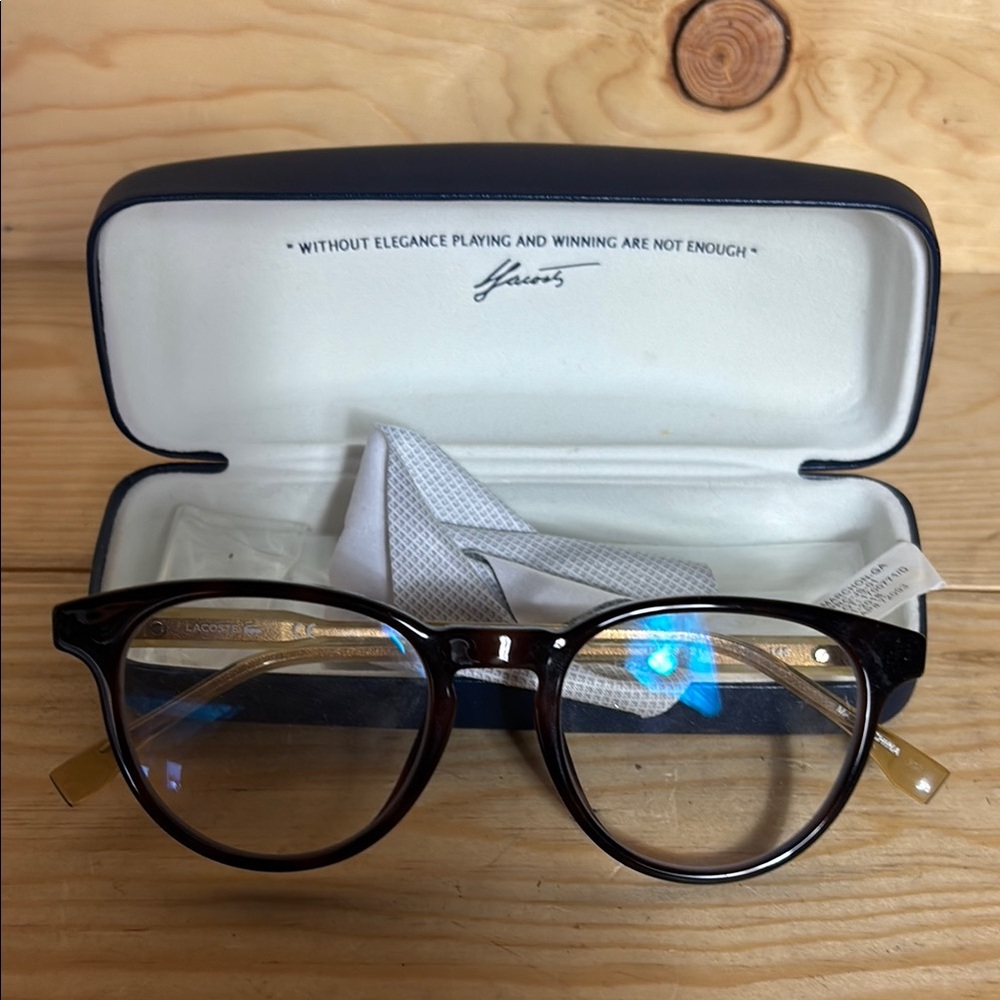 Lacoste Brown‎ Round Glasses with Case
